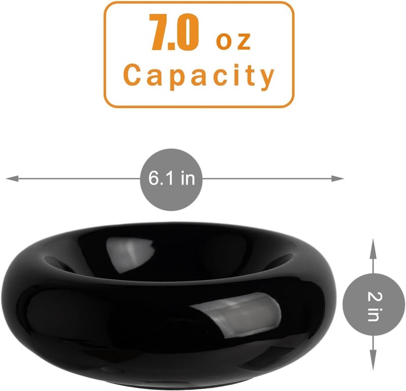 KTLECL 6.1 Inch Cat Bowls, 7 oz Ceramic Cat Food Bowl, Whisker Fatigue Relief Bowl, Anti-Vomiting, Protect Spine, Perfect for Indoor Cats(2pc Black) - Image 2
